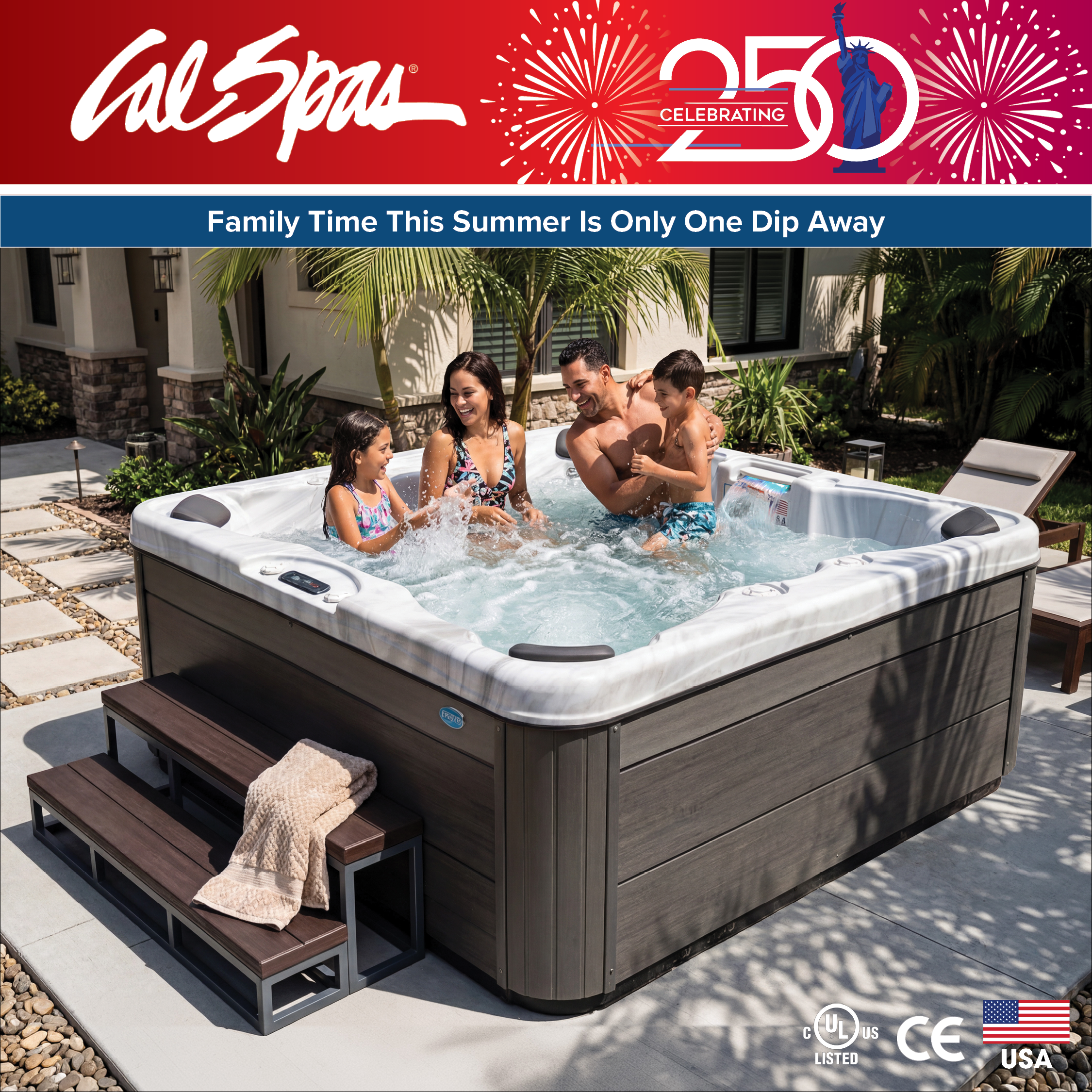 Calspas hot tub being used in a family setting - Mansfield